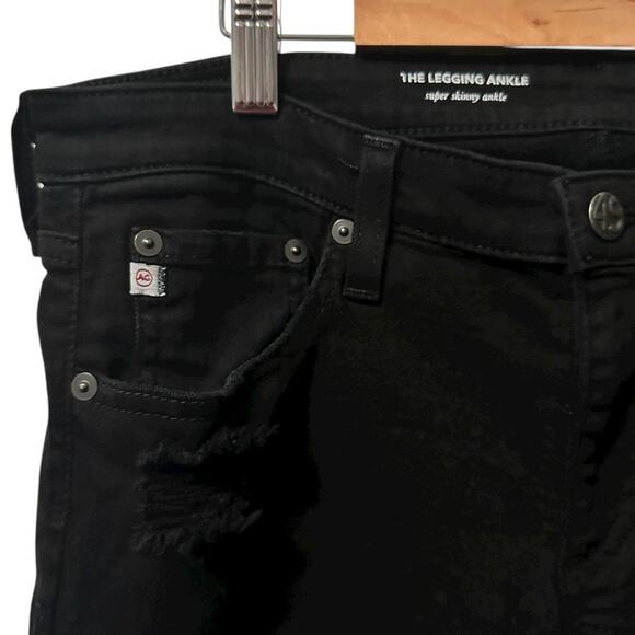 ADRIANO GOLDSCHMIED AG Jeans Size 30 Black Ankle Legging Super Skinny Distressed - Picture 3 of 9